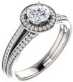 14K White 5.2 mm Round 1/5 CTW Natural Diamond Semi-Set Engagement Ring