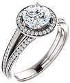 14K White 6.5 mm Round 1/5 CTW Natural Diamond Semi-Set Engagement Ring