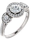 14K White 5.8 mm Round 1/3 CTW Natural Diamond Semi-Set Engagement Ring