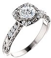 14K White 5.2 mm Round 1/10 CTW Natural Diamond Semi-Set Engagement Ring