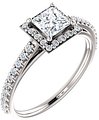 14K White 4.5x4.5 mm Square 1/4 CTW 
Natural Diamond Semi-Set Engagement Ring