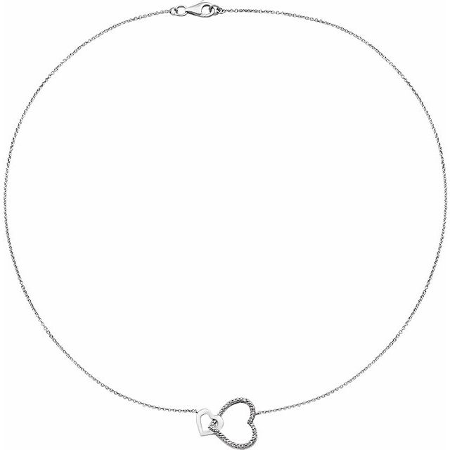 Sterling Silver .03 CTW Natural Diamond Interlocking Heart 18 Necklace