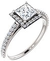 14K White 5x5 mm Square 1/3 CTW Natural Diamond Semi-Set Engagement Ring