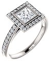 14K White 5x5 mm Square 1/3 CTW Diamond Semi-Set Engagement Ring