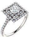14K White 4.5x4.5 mm Square 1/2 CTW Diamond Semi-Set Engagement Ring  