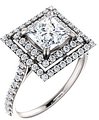 14K White 6x6 mm Square 1/2 CTW Diamond Semi-Set Engagement Ring  
