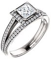 14K White 4.5x4.5 mm Square 1/5 CTW Natural Diamond Semi-Set Engagement Ring
