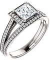 14K White 5x5 mm Square 1/5 CTW Natural Diamond Semi-Set Engagement Ring