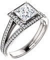 14K White 5.5x5.5 mm Square 1/4 CTW Natural Diamond Semi-Set Engagement Ring