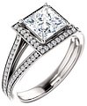 14K White 6x6 mm Square 1/4 CTW Diamond Semi-Set Engagement Ring