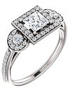 14K White 4.5x4.5 mm Square 1/3 CTW Natural Diamond Semi-Set Engagement Ring