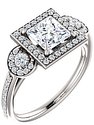 14K White 5.5x5.5 mm Square 1/3 CTW Natural Diamond Semi-Set Engagement Ring
