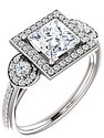 14K White 6x6 mm Square 1/3 CTW Natural Diamond Semi-Set Engagement Ring