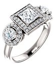 14K White 5x5 mm Square 5/8 CTW Natural Diamond Semi-Set Engagement Ring