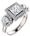 14K White 6x6 mm Square 3/4 CTW Natural Diamond Semi-Set Engagement Ring