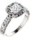 14K White 5x5 mm Square 1/10 CTW Diamond Semi-Set Engagement Ring