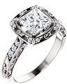 14K White 6x6 mm Square 1/10 CTW Natural Diamond Semi-Set Engagement Ring