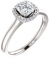 14K White 5x5 mm Cushion .08 CTW Natural Diamond Semi-Set Engagement Ring