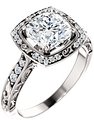 14K White 7 mm Cushion 1/8 CTW Natural Diamond Semi-Set Engagement Ring