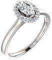 14K White 6x4 mm Oval .07 CTW Natural Diamond Semi-Set Engagement Ring
