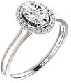 14K White 7x5 mm Oval .08 CTW Natural Diamond Semi-Set Engagement Ring