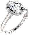 14K White 8x6 mm Oval 1/10 CTW Natural Diamond Semi-Set Engagement Ring