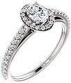 14K White 6x4 mm Oval 1/4 CTW Natural Diamond Semi-Set Engagement Ring
