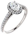 14K White 7x5 mm Oval 1/4 CTW Natural Diamond Semi-Set Engagement Ring