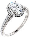 14K White 8x6 mm Oval 1/4 CTW Natural Diamond Semi-Set Engagement Ring