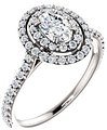 14K White 6x4 mm Oval 3/8 CTW Natural Diamond Semi-Set Engagement Ring  
