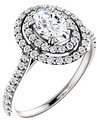 14K White 7x5 mm Oval 1/2 CTW Natural Diamond Semi-Set Engagement Ring  