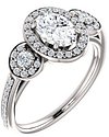 14K White 7x5 mm Oval 1/3 CTW Natural Diamond Semi-Set Engagement Ring