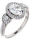14K White 8x6 mm Oval 1/3 CTW Natural Diamond Semi-Set Engagement Ring