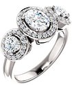 14K White 7x5 mm Oval 3/4 CTW Natural Diamond Semi-Set Engagement Ring