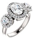 14K White 8x6 mm Oval 3/4 CTW Diamond Semi-Set Engagement Ring
