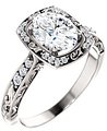 14K White 8x6 mm Oval 1/8 CTW Diamond Semi-Set Engagement Ring