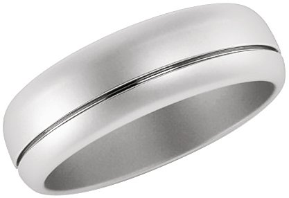 Alternative view of Grooved Band With Bead Blast Finish – 14K White Gold