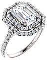 14K White 8x6 mm Emerald 1/2 CTW Diamond Semi-Set Engagement Ring  