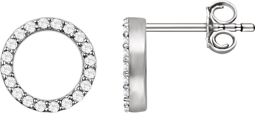 14K White 0.20 CTW Natural Diamond Circle Earrings Ref 11534015