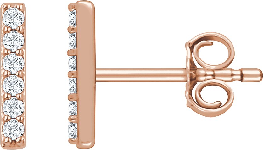 14K Rose 1/10 CTW Natural Diamond Bar Earrings