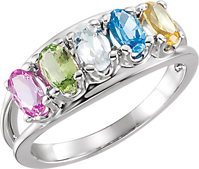 Birthstone Mothers Ring May hold up to 6 oval 5 x 3mm gemstones Ref 638459