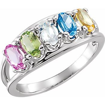 Birthstone Mothers Ring May hold up to 6 oval 5 x 3mm gemstones Ref 638459