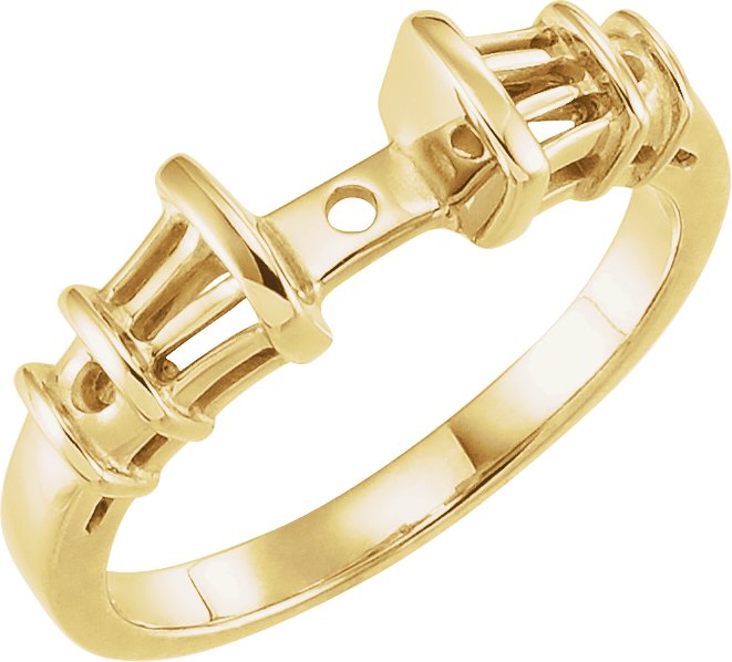 10K Жълто злато 3.5x4.5x1.3 mm Tapered Baguette Accented Peg Shank