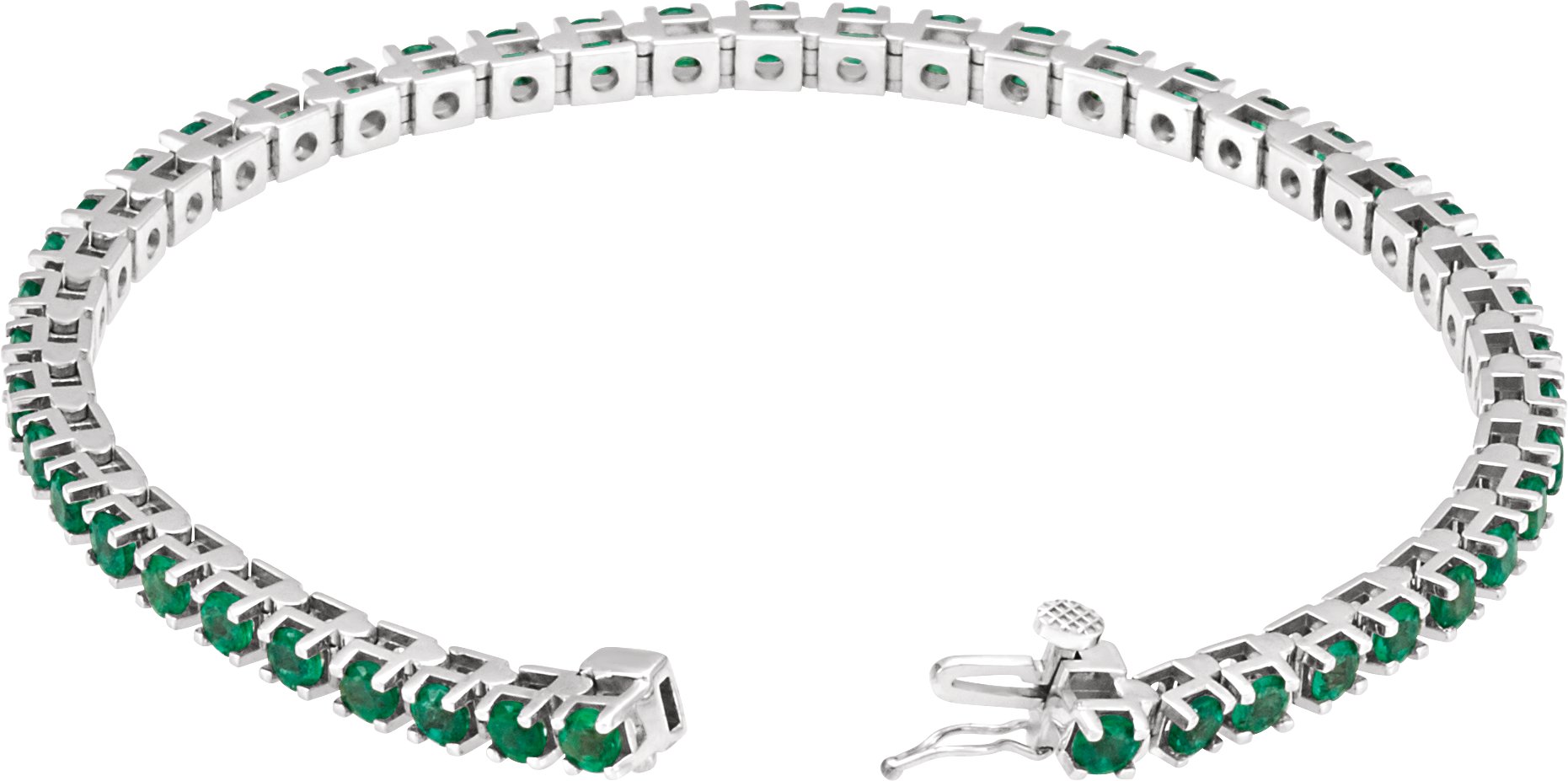 14K White Lab-Grown Emerald Line 7 Bracelet