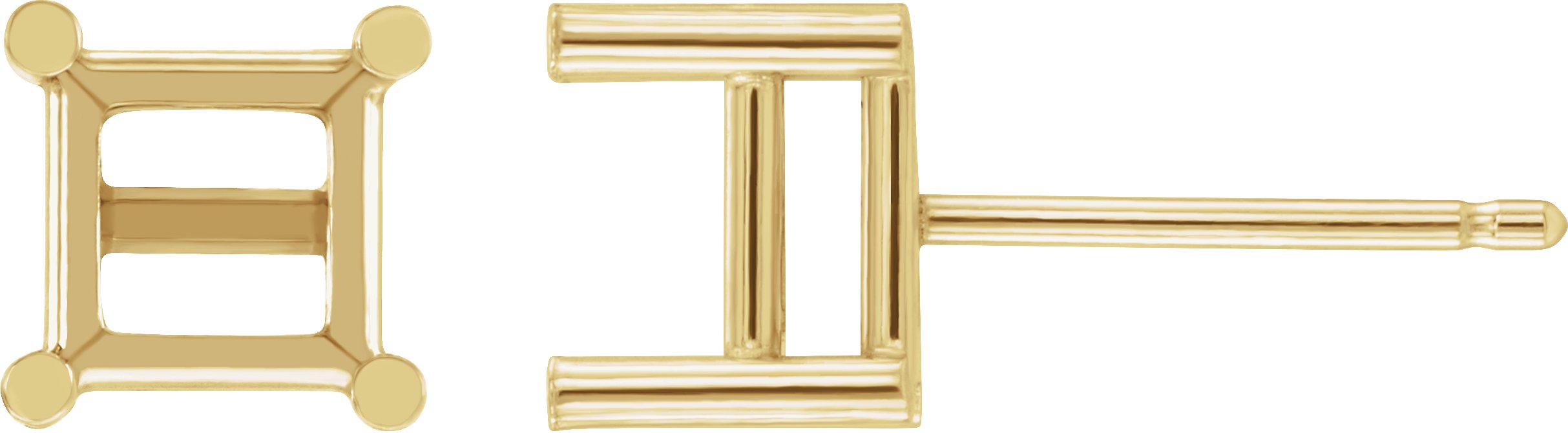 Square 4-Prong Stud Earrings