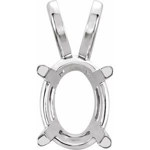 14k White & Yellow Gold 4 Prong Oval Pendant Setting – Sizes 3.5x2.5mm To 24x17mm