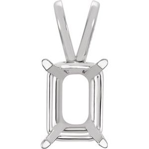 14K White 7x5 mm Emerald 4-Prong Pendant Mounting | Stuller