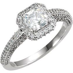 Halo-Styled Princess-Cut Engagement Ring Mounting