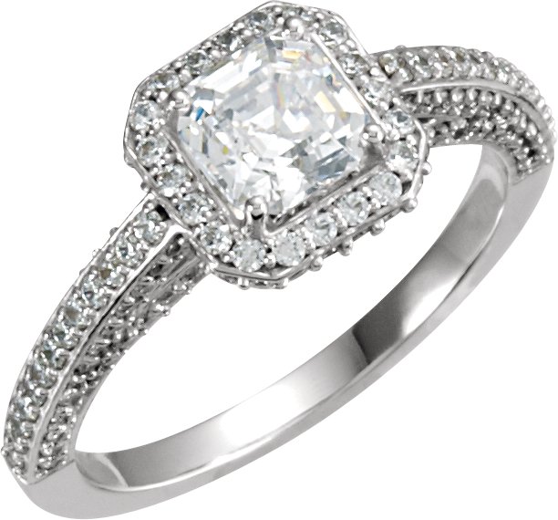 Halo-Styled Princess-Cut Engagement Ring Mounting
