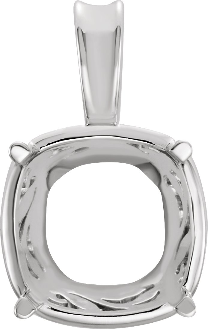 Cushion 4-Prong Laurel Scroll Pendant